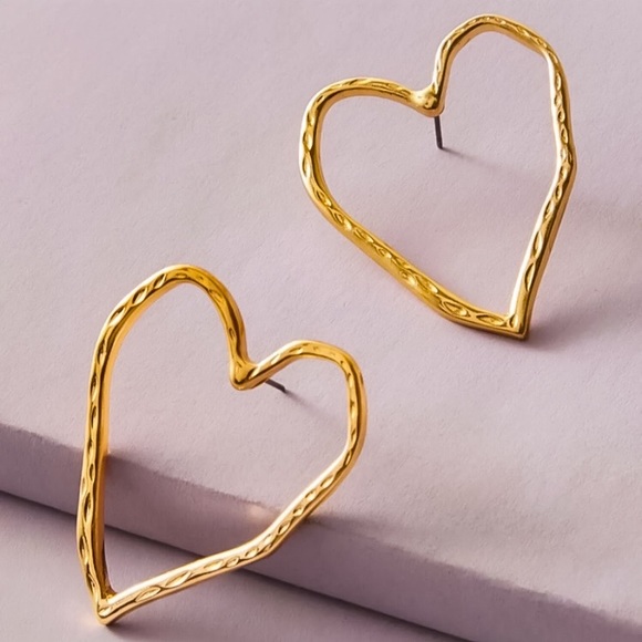 🔵𝟲𝟱%𝗢𝗙𝗙 𝗯𝘂𝗻𝗱𝗹𝗲𝘀 𝟯+🔵 NEW 925 Gold Large Heart Drop Earrings - Picture 5 of 14